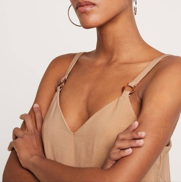 TOPSHOP Ring Detail Spaghetti Strap Cami Tank Tan Top - Picture 2 of 10